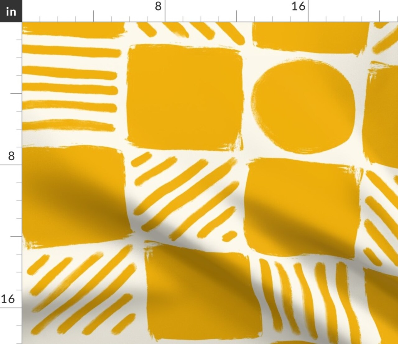 Patchwork Geometric Brush Strokes Cheater Quilt Squares Circles Sun Stripes Summer Yellow Minimalist Custom Printed Fabric by Spoonflower Various Fabrics by the Yard or Fat Quarter